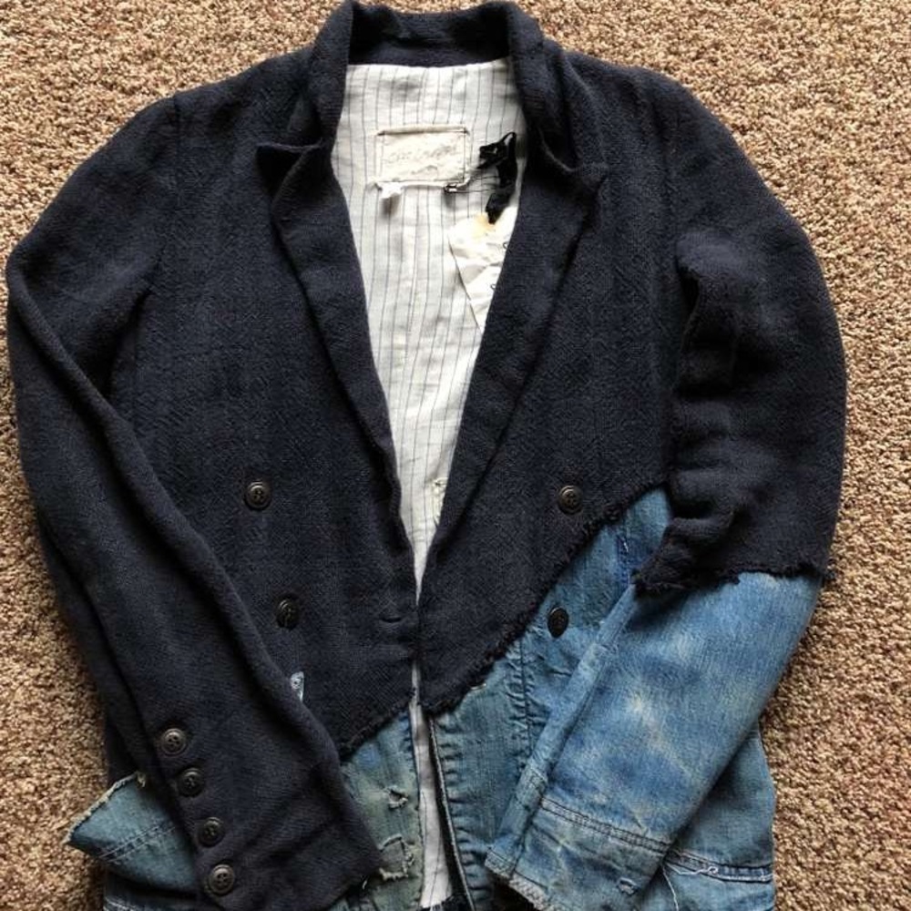 Greg Lauren Burlap & Denim Jacket